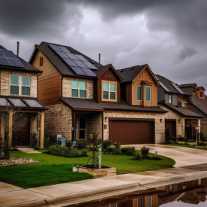 beautiful house in Texas with solar panels on roofs